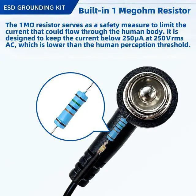 Alt view image 3 of 7 - ESD Grounding kit, Grounded Plug, Anti-Static Wrist Strap, Grounding Cord