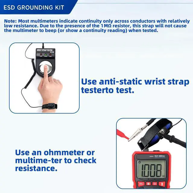 Alt view image 4 of 7 - ESD Grounding kit, Grounded Plug, Anti-Static Wrist Strap, Grounding Cord