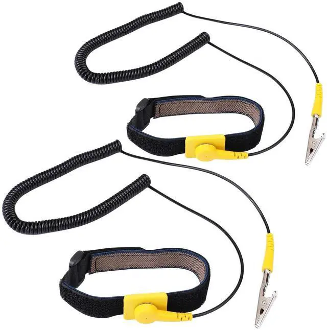 Main image of Anti Static Wrist Strap 11" Grounding Bracelet with Alligator Clip, 2 Pack