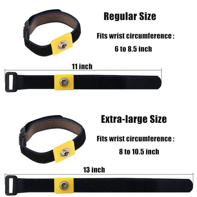 Alt view image 4 of 7 - Anti Static Wrist Strap 11" Grounding Bracelet with Alligator Clip, 2 Pack