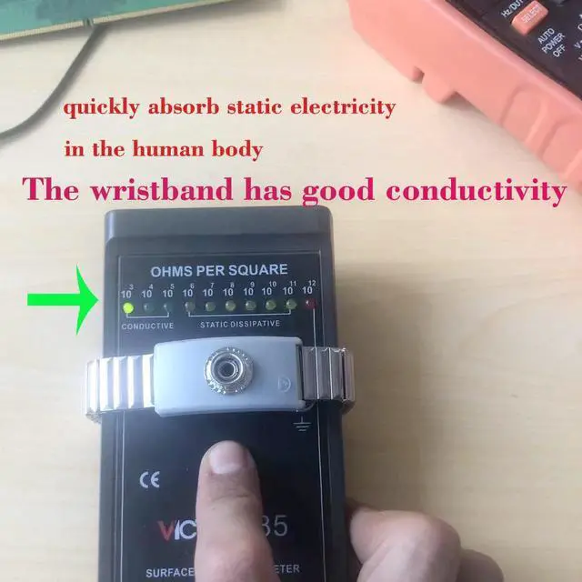 Alt view image 4 of 7 - Adjustable Length ESD Metal Anti Static Wrist Strap ESD Supplies