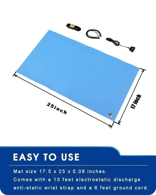 Alt view image 7 of 7 - Anti Static ESD Mat for Electronics Repair, 17"X25", Grounding Kit