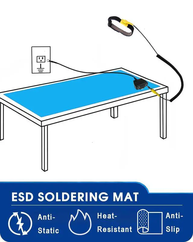 Alt view image 3 of 7 - Anti Static ESD Mat for Electronics Repair, 17"X25", Grounding Kit