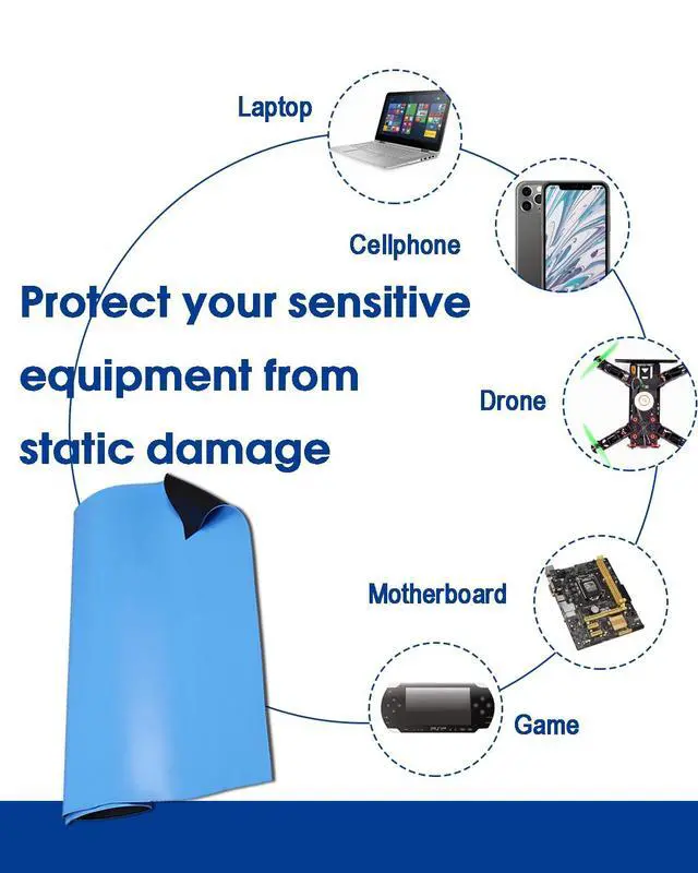 Alt view image 6 of 7 - Anti Static ESD Mat for Electronics Repair, 17"X25", Grounding Kit
