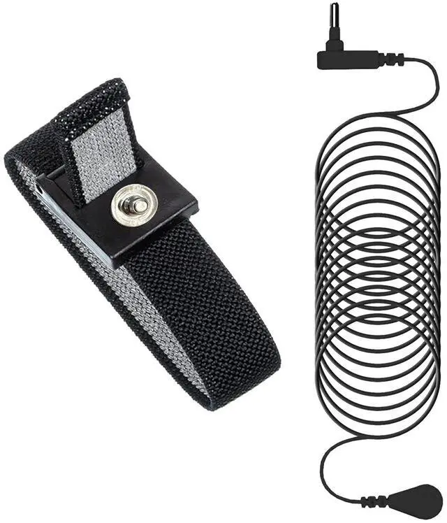 Main image of Grounding Wrist Strap, Grounding Bracelet with 15 Feet Grounding Cord, Earth-Connected Grounding Wristband for Sleep, Energy, Pain Relief, and Inflammation. (Black with Grey)