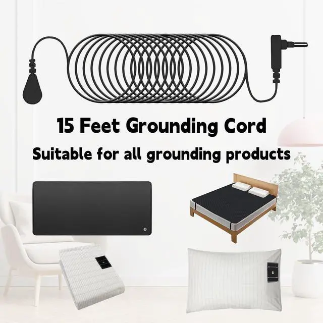 Alt view image 3 of 6 - Grounding Wrist Strap, Grounding Bracelet with 15 Feet Grounding Cord, Earth-Connected Grounding Wristband for Sleep, Energy, Pain Relief, and Inflammation. (Black with Grey)