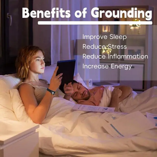 Alt view image 4 of 6 - Grounding Wrist Strap, Grounding Bracelet with 15 Feet Grounding Cord, Earth-Connected Grounding Wristband for Sleep, Energy, Pain Relief, and Inflammation. (Black with Grey)