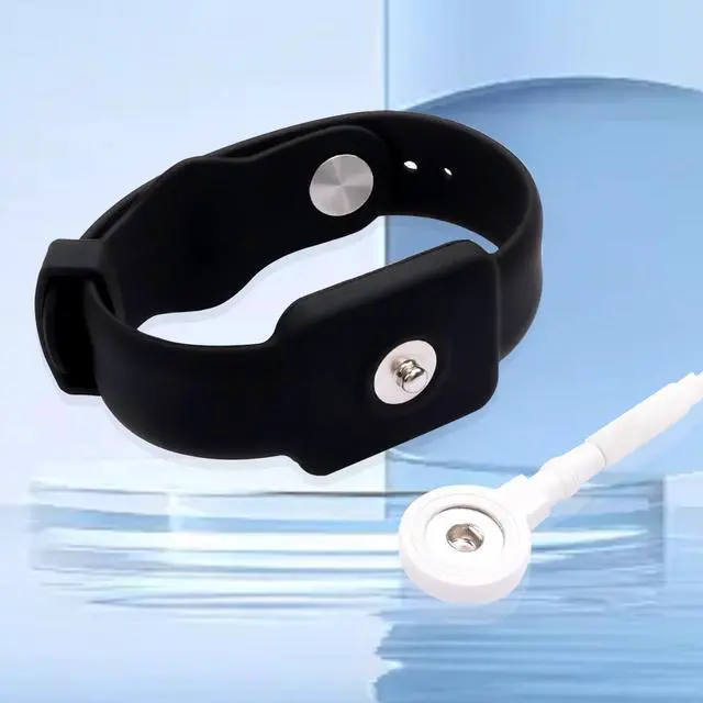 Alt view image 2 of 7 - Anti Static Wrist Strap, ESD Grounding Band 9 Inch Adjustable Button Style Conductive Silicone Wristband, Compatible with 3.5mm Snap Connectors for Electronics Repair & Assembly,Black