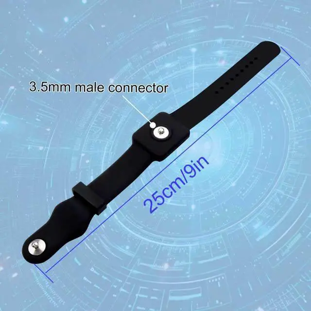 Alt view image 4 of 7 - Anti Static Wrist Strap, ESD Grounding Band 9 Inch Adjustable Button Style Conductive Silicone Wristband, Compatible with 3.5mm Snap Connectors for Electronics Repair & Assembly,Black