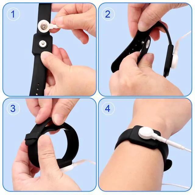 Alt view image 6 of 7 - Anti Static Wrist Strap, ESD Grounding Band 9 Inch Adjustable Button Style Conductive Silicone Wristband, Compatible with 3.5mm Snap Connectors for Electronics Repair & Assembly,Black