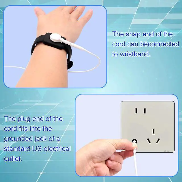 Alt view image 7 of 7 - Anti Static Wrist Strap, ESD Grounding Band 9 Inch Adjustable Button Style Conductive Silicone Wristband, Compatible with 3.5mm Snap Connectors for Electronics Repair & Assembly,Black