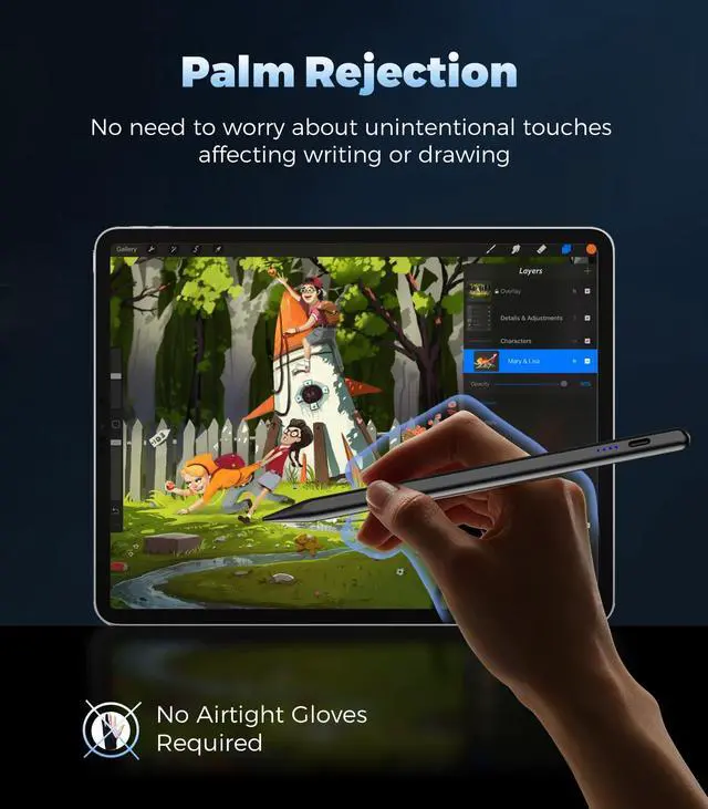 Alt view image 5 of 7 - Active Stylus Pen for iPad(2018-2023), iPad Pencil 9th Generation with Palm Rejection, Magnetic, iPad Stylus Pen Compatible with Apple iPad Pro 11/12.9 inch, iPad mini 5/6/Air3/4/5, iPad 6/7/8/9/10