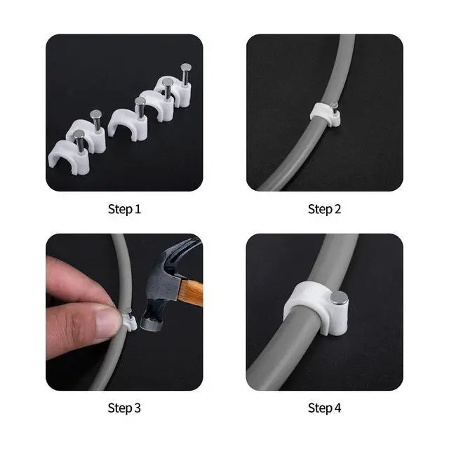 Alt view image 5 of 7 - Cable Nails Clips, 400 Pcs, 4mm 6mm 8mm 10mm, Wire Wall Clips, White