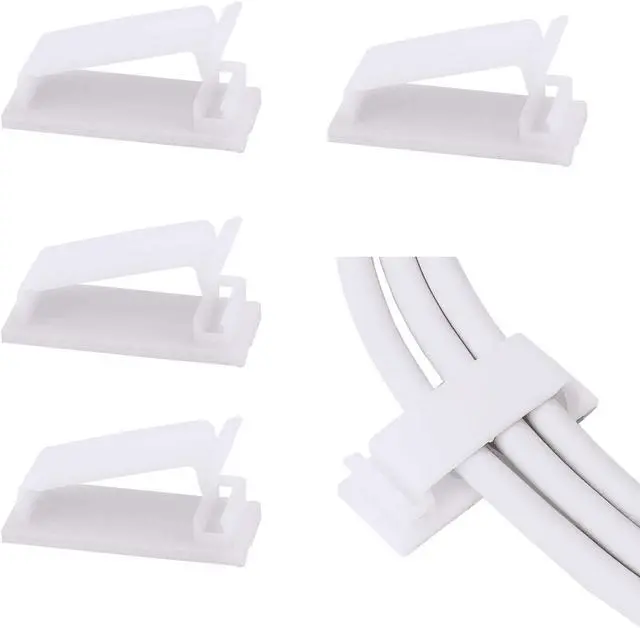 Main image of 50 x Self-Adhesive Cable Management Clips for USB Cable TV, Charger, Audio, Wire Clamp for Table, Car, Office, Home