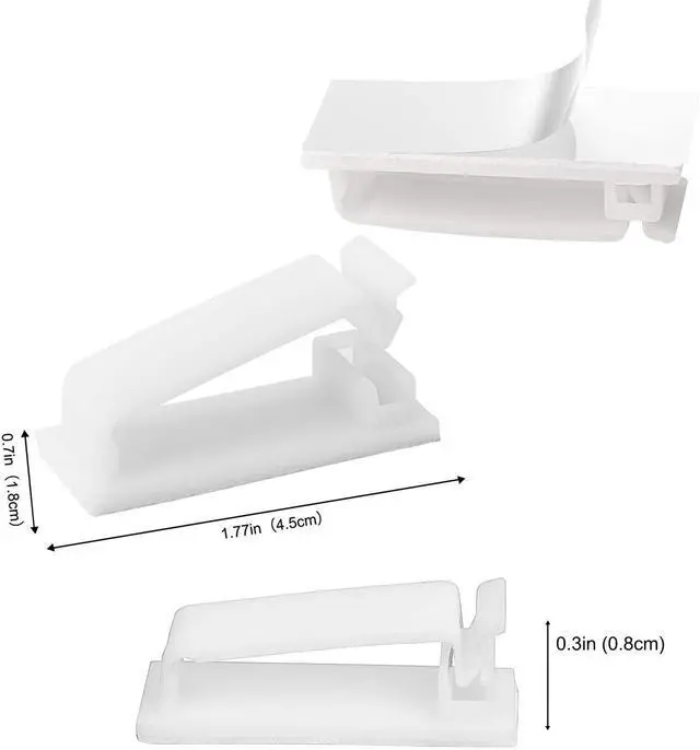 Alt view image 3 of 7 - 50 x Self-Adhesive Cable Management Clips for USB Cable TV, Charger, Audio, Wire Clamp for Table, Car, Office, Home