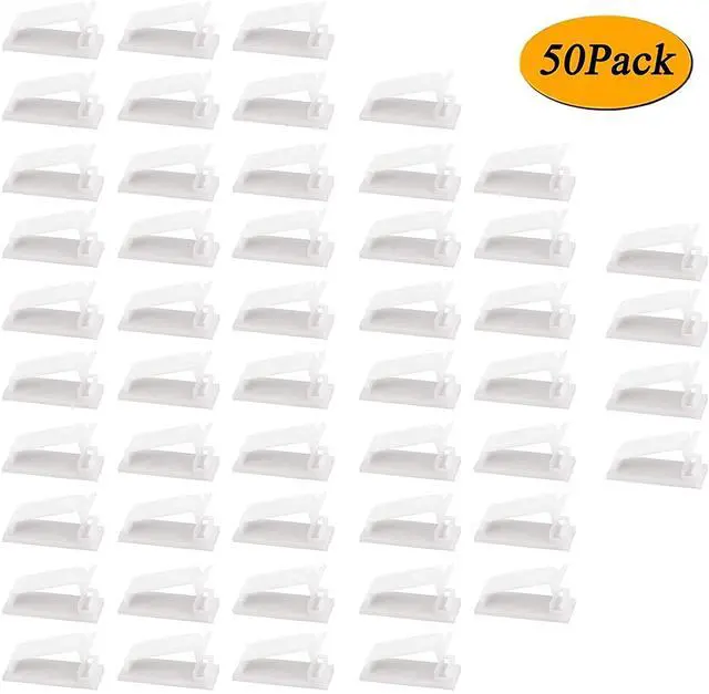 Alt view image 7 of 7 - 50 x Self-Adhesive Cable Management Clips for USB Cable TV, Charger, Audio, Wire Clamp for Table, Car, Office, Home