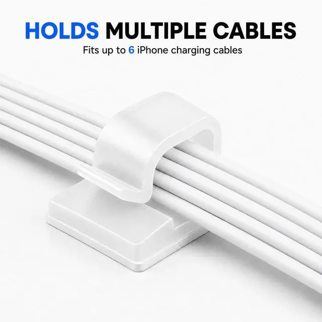 Alt view image 6 of 7 - 100PCS Cable Clips, Adhesive Cord Wire Organizer, Clear, Small