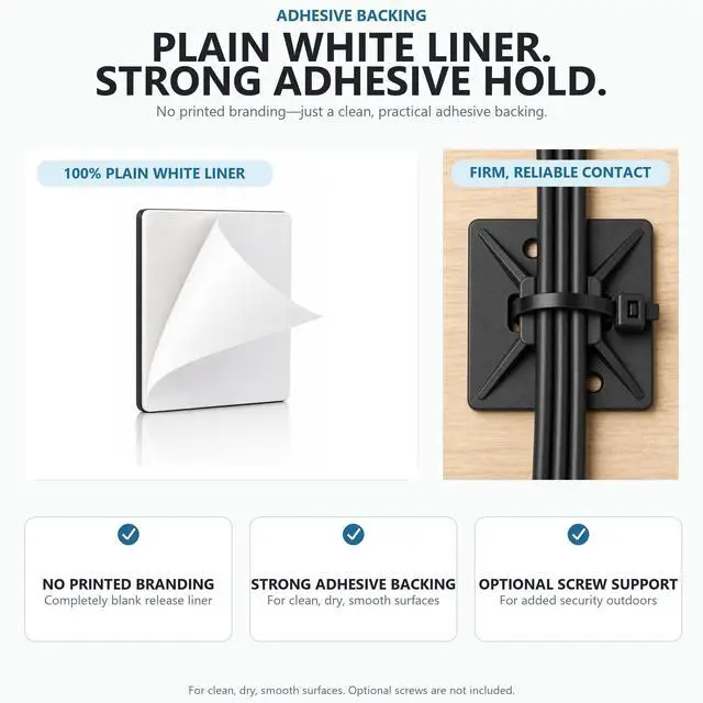 Alt view image 6 of 7 - 1 in Adhesive Zip Tie Mounts with 8 in Zip Ties, black 100 Sets