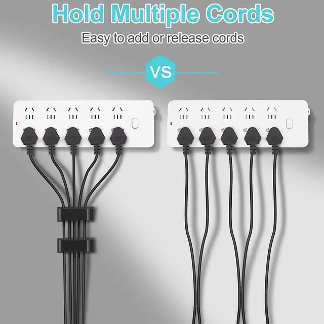 Alt view image 5 of 6 - 20 PCS Cable Management Clips, Black, for Multiple Cords