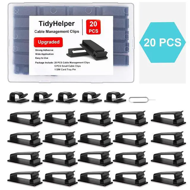 Alt view image 6 of 6 - 20 PCS Cable Management Clips, Black, for Multiple Cords