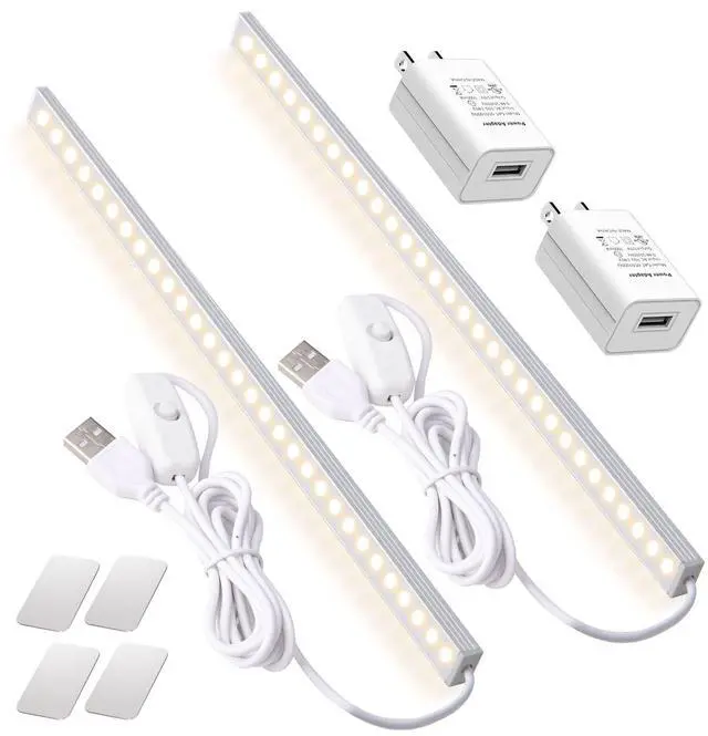 Main image of 2Pack LED Under Cabinet Light LED Light Bar with USB Powered Under Cabinet Lights for Closet Light Bar Under Counter Lighting Work Tables Student Dormitory (Include AC Plug)