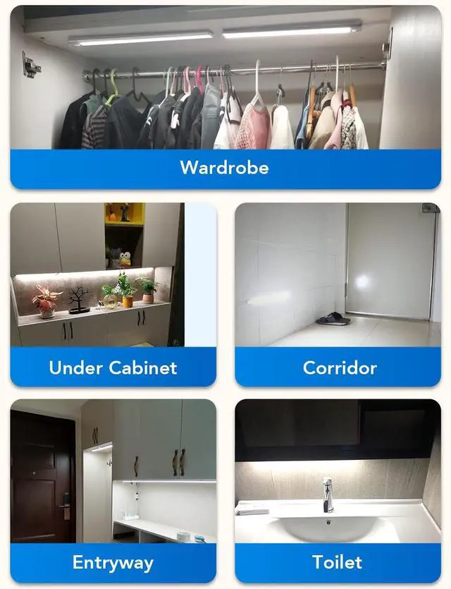 Alt view image 5 of 7 - Under Cabinet Lighting LED Motion Sensor Lights Plug in Indoor, 16 inch 500LM 12V Under Counter Super Bright Ultra Thin Magnetic for Kitchen/Closet/Hallway/Toilet/Garage(Cool White/6000K)