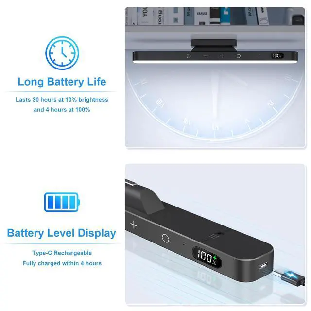 Alt view image 5 of 6 - 3W Rechargeable Light Bar with Romote Control,3 Colors Adjustable Mirror Lights with 120 LED,2000mAh Battery Makeup Light, Magnetic Stick On Touch Lights for Cabinet,Closet,Bunk Bed,Kitchen