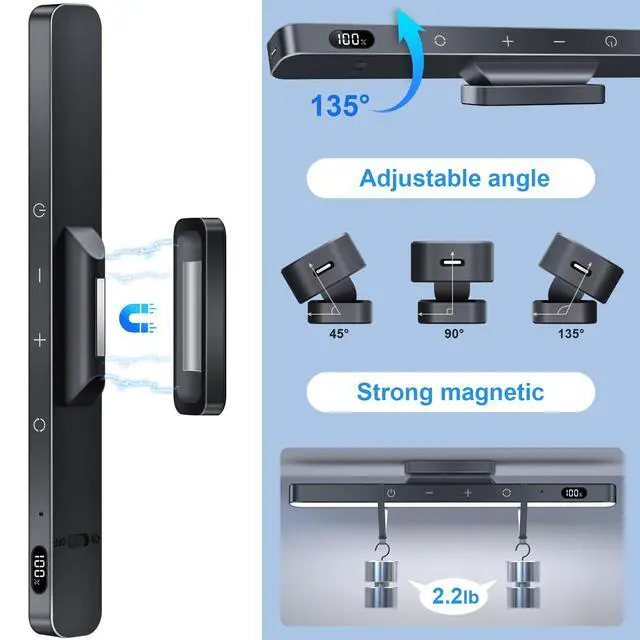 Alt view image 6 of 6 - 3W Rechargeable Light Bar with Romote Control,3 Colors Adjustable Mirror Lights with 120 LED,2000mAh Battery Makeup Light, Magnetic Stick On Touch Lights for Cabinet,Closet,Bunk Bed,Kitchen