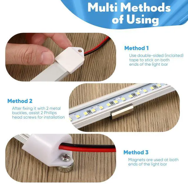 Alt view image 4 of 7 - 8 Pcs 12V Interior LED Light Bar for Car LED Light with Switch and Magnets Strip White 12V Lighting for Indoor Room Home Car Cargo Truck Trailer Van