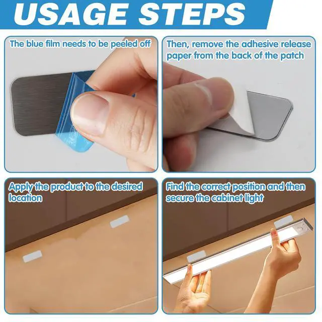 Alt view image 3 of 7 - 12Pcs Under Cabinet Lights Magnetic Strips with Adhesive Backing, LED Light Strip Sticky Lights for Under Cabinet, Replacement Strips with Adhesive Backing Suitable for Wood & Plastic Surfaces