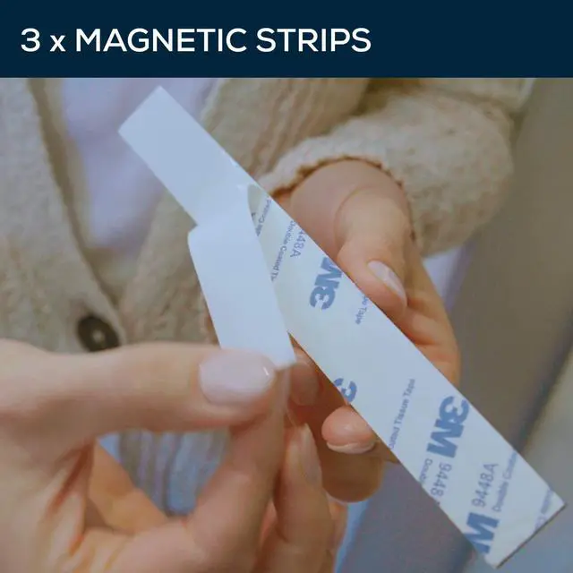 Alt view image 3 of 3 - Magnetic Strips for Motion Sensor Lights - 3 Pack - Replacement Magnetic Strips with Adhesive Backing for LED Under Cabinet Lights