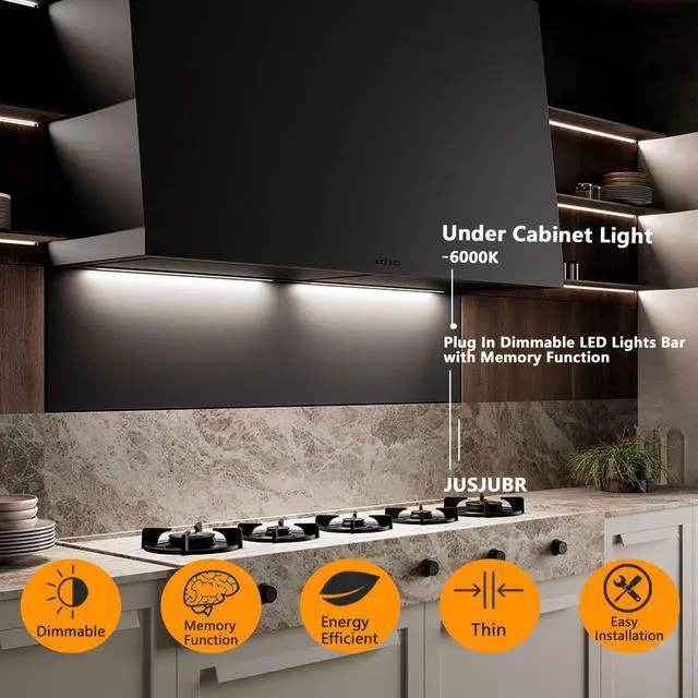 Alt view image 2 of 6 - Under Cabinet Light, 12 Inch Plug in LED Closet Light with Memory Function, Cold White 6000K, Super Slim Dimmable Workbench,Under Counter Lights for Kitchen