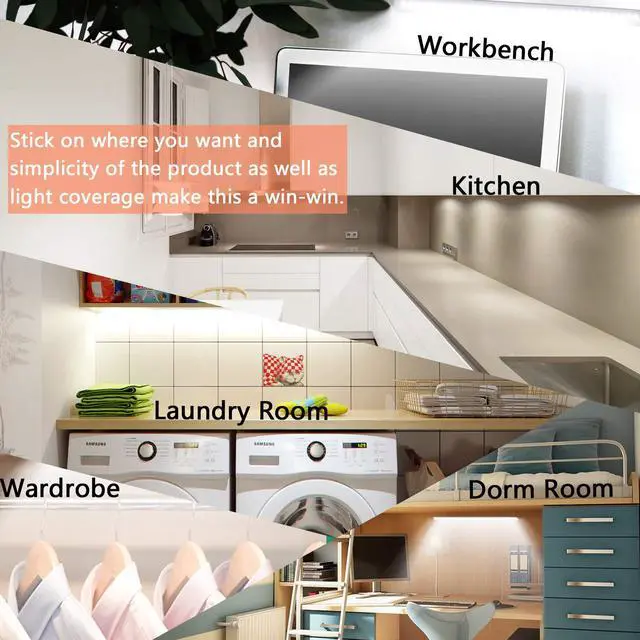 Alt view image 3 of 6 - Under Cabinet Light, 12 Inch Plug in LED Closet Light with Memory Function, Cold White 6000K, Super Slim Dimmable Workbench,Under Counter Lights for Kitchen