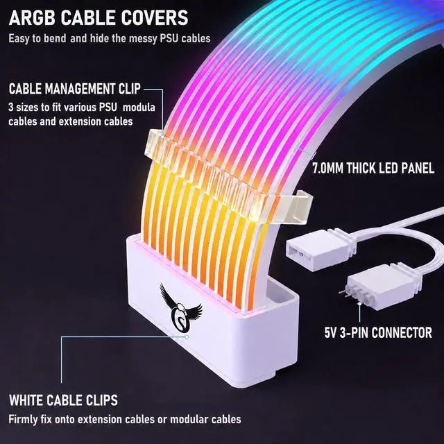 Alt view image 3 of 7 - Osprey ARGB PSU Cable Cover, GPU 3x8-Pin, 108 LED ARGB, 5V 3-Pin