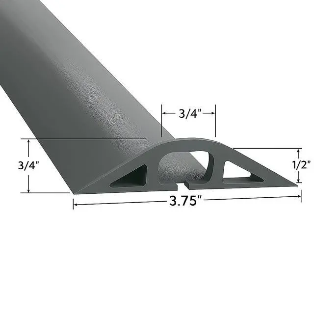 Alt view image 4 of 7 - D-2 Rubber Duct Cord Cover - 36 Inch (3 Feet) Gray Floor Cable Protector