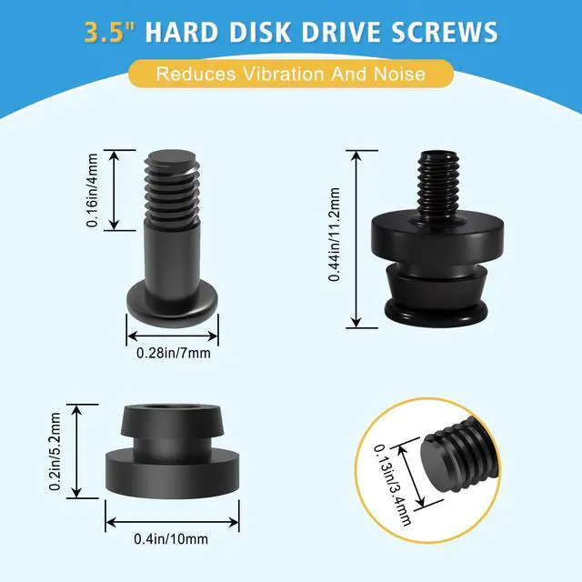 Alt view image 2 of 7 - Hard Disk Mounting Screws,3.5 inch HDD Screw and Shock Absorption Rubber Washer Kit,Solid State Drives Screws Computer Case Hard Drive Mounting Accessories(18 Set)