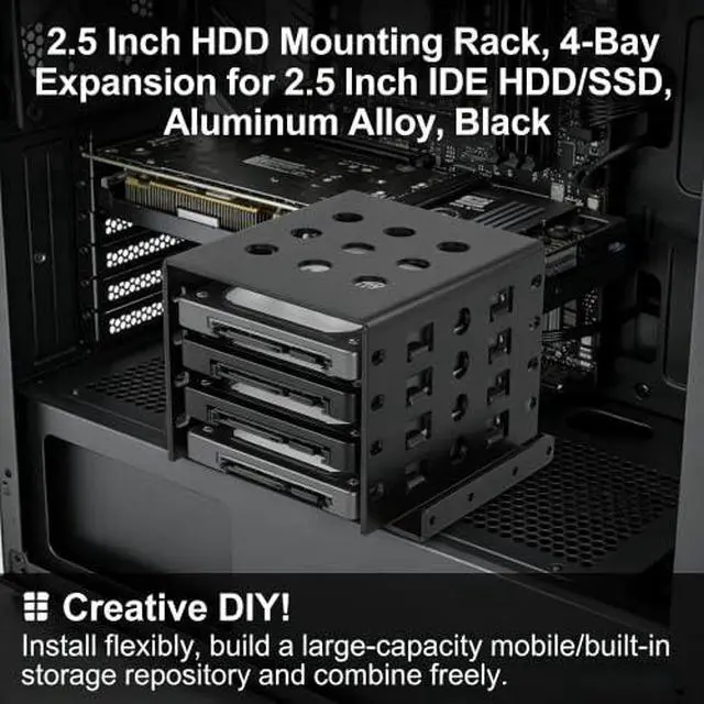 Alt view image 2 of 7 - 2.5 Inch HDD Mounting Rack, Hard Drive Storage Bracket (Black)