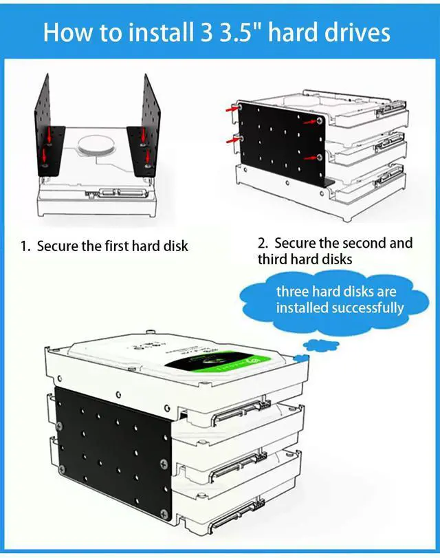 Alt view image 6 of 7 - 2.5" to 3.5" SSD/HDD Mounting Bracket, Up to 4 2.5 "SSDs Metal Mounting Bracket Internal Hard Drive Mounting Bracket Tray for PC/NAS/Server (2PCS)