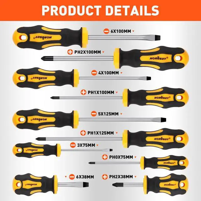 Alt view image 4 of 7 - 11-Pieces Magnetic Screw driver, Magnetic 5 Phillips and 5 Flat Head Tips for Fastening and Loosening Seized