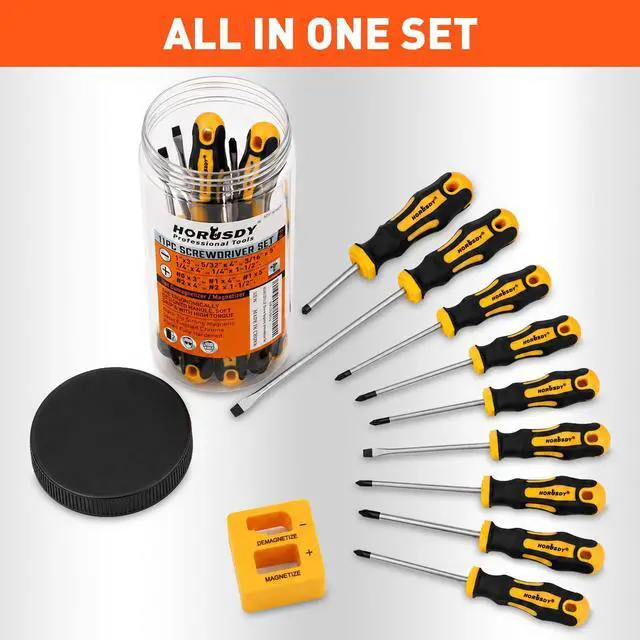Alt view image 6 of 7 - 11-Pieces Magnetic Screw driver, Magnetic 5 Phillips and 5 Flat Head Tips for Fastening and Loosening Seized