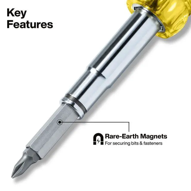 Alt view image 3 of 7 - 32500MAG Magnetic Multi-Bit Screwdriver / Nut Driver, 11-in-1 Multi Tool with 8 Bits, 3 Nut Driver Sizes, Cushion Grip Handle