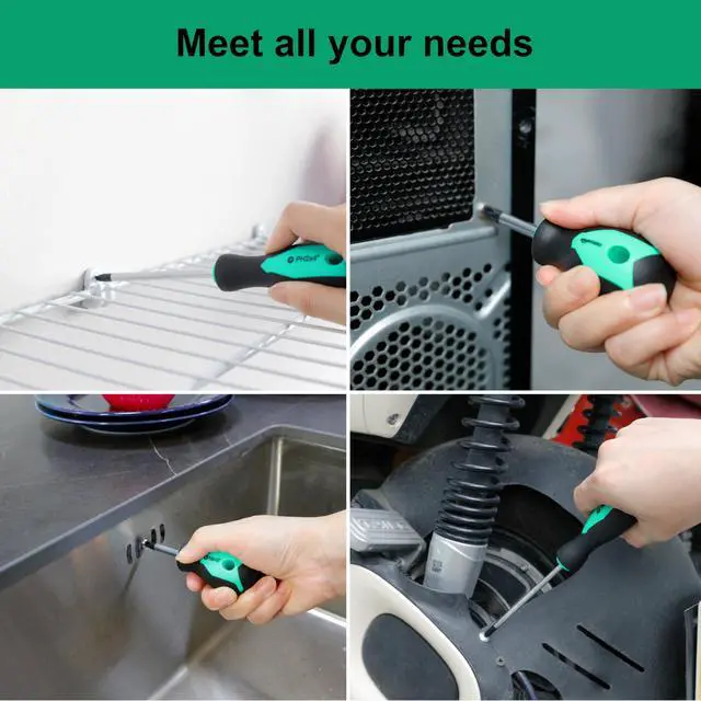 Alt view image 2 of 6 - Magnetic Screwdrivers Set, 12-Piece, Phillips, Slotted, Torx, Square, and Stubby with Non-Slip Handle, Hand Tools Set, Turquoise