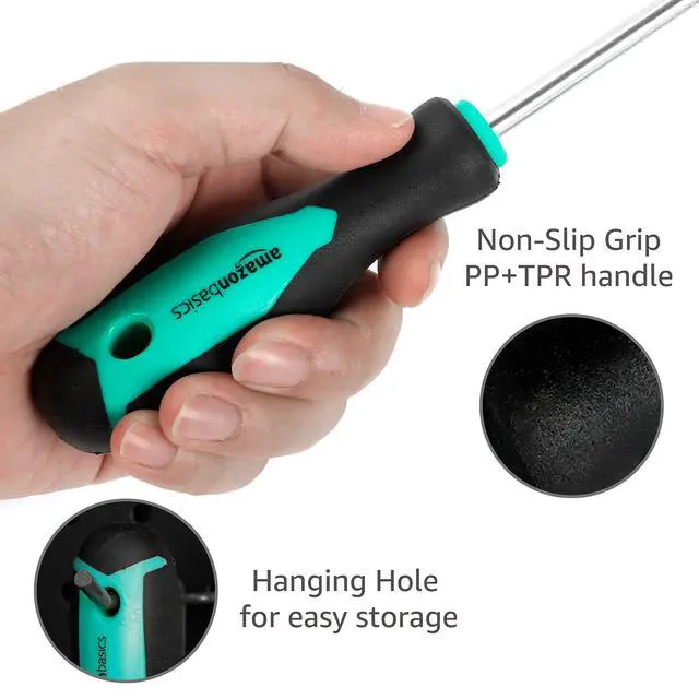 Alt view image 5 of 6 - Magnetic Screwdrivers Set, 12-Piece, Phillips, Slotted, Torx, Square, and Stubby with Non-Slip Handle, Hand Tools Set, Turquoise