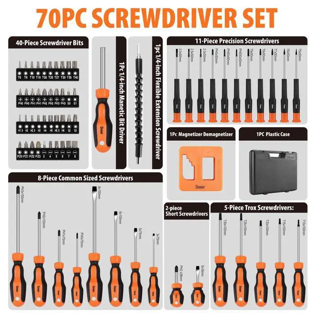 Alt view image 6 of 7 - 70-Piece Multi Bit Magnetic Screwdriver Set with Storage Case