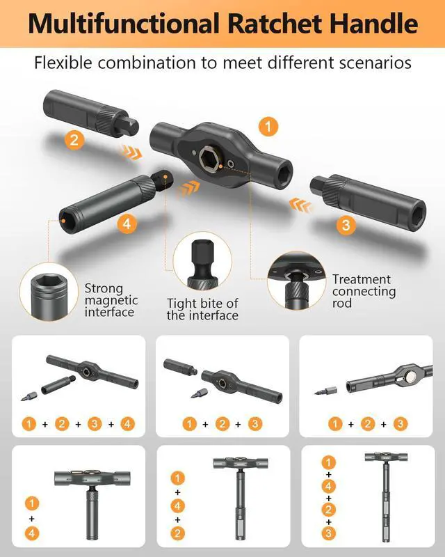Alt view image 3 of 7 - Ratchet Screwdriver Set, 42 in 1 Magnetic Screwdriver Kit with T Handle, Repair Tool Kit with 40 PCS Precision Bits, Portable Storage Case for Home Appliances, Bicycle, DIY