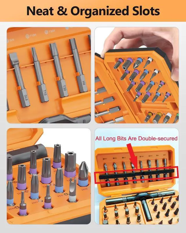 Alt view image 5 of 7 - Ratchet Screwdriver Set, 42 in 1 Magnetic Screwdriver Kit with T Handle, Repair Tool Kit with 40 PCS Precision Bits, Portable Storage Case for Home Appliances, Bicycle, DIY