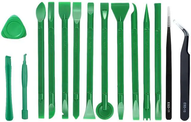 Main image of 15 Pcs Antistatic Spudger Plastic Opening Pry Tool SetSuitable for any touch screen or case Cleaning Scraper Prying and Opening Tool for Laptop Tablet iPhone ipad Cell Phone Green