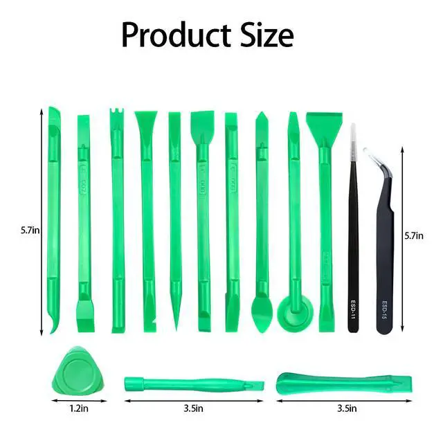 Alt view image 5 of 6 - 15 Pcs Antistatic Spudger Plastic Opening Pry Tool SetSuitable for any touch screen or case Cleaning Scraper Prying and Opening Tool for Laptop Tablet iPhone ipad Cell Phone Green