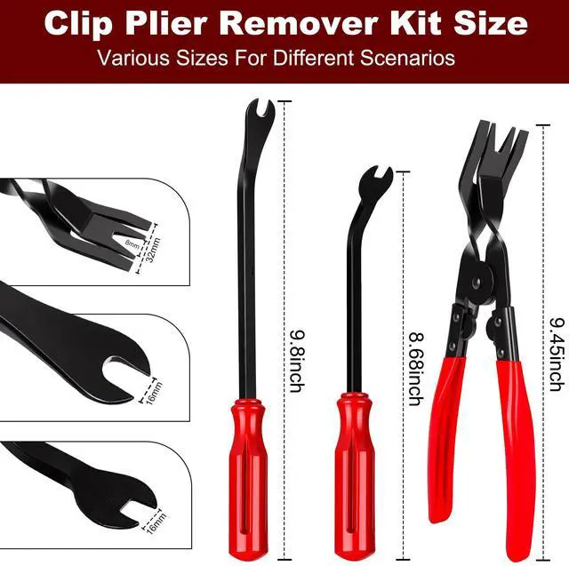 Alt view image 2 of 7 - Zcirl 8 Pcs Auto Trim Removal Tool Kit with Non-Scratch Plastic Pry Tool and Fastener Clip Pliers,Door Panel Removal Tool for Car Interior - Fastener, Clip, Door Panel, Molding, and Dashboard
