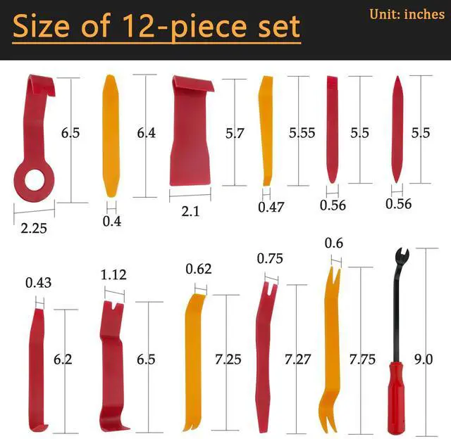 Alt view image 2 of 7 - 12 PCS Plastic Trim Removal Tool No Scratch Auto Trim Removal Tool Kit, Auto Clip Rivet Fastener Remover Pry Tool Auto Parts for Car Panel & Audio Dashboard Repair Kit (Red + Orange)